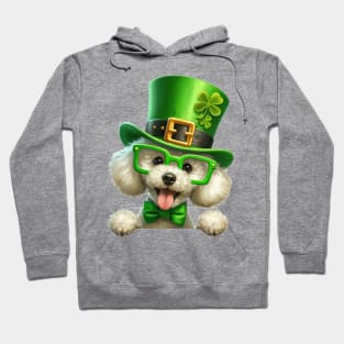 St Patricks Day Peeking Poodle Dog Hoodie